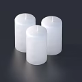 Three White Cylindrical Candle Lamps with Smooth Surface on Dark Background for Home Ambient Lighting
