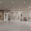 Modern Spacious Clothing Store Interior With Clothing Racks Sofa Display Counter And Skylight
