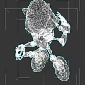 Blue Mechanical Game Movie Character 3D Model With Red Eyes Red Shoes And Mechanical Arms