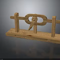 Handmade Wooden Mechanical Equipment With Vertical Posts Circular Frame And Base