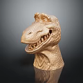 Realistic Brown T Rex Dinosaur Head Model With Open Mouth Sharp Teeth And Detailed Texture
