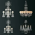 Elegant Crystal Chandeliers With Multiple Design Styles And Candle Shaped Light Features 3d model