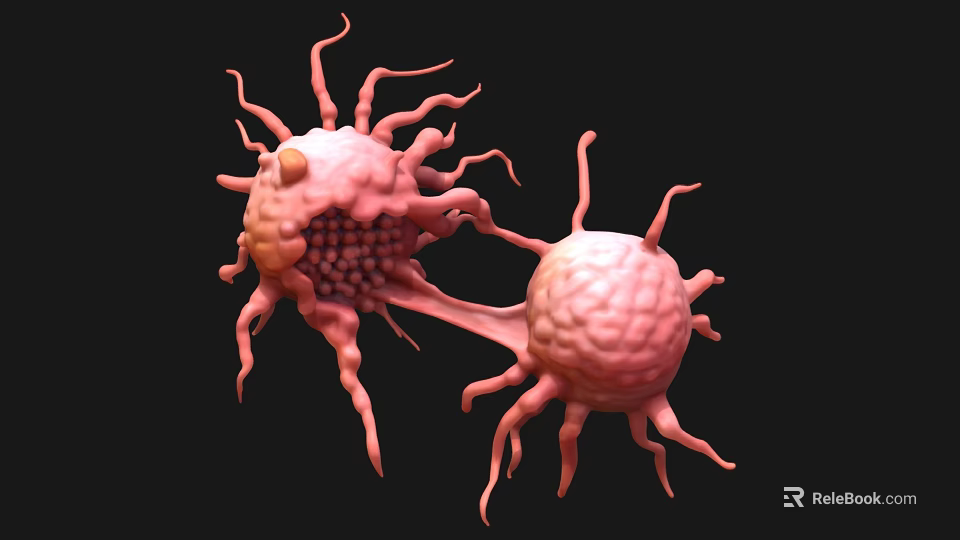 Biological Cells With Protruding Structures And Interconnected Features In 3D Rendering 3d model 