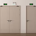 Light Wooden Safety Doors With Green Emergency Exit Signs Double And Single Design