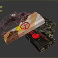 Tactical Weapon Components With Colored Symbols And Mechanical Design Features 3d model
