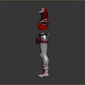 3D Character Model In Red And Gray Outfit With Hat And Outstretched Arms