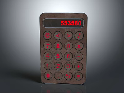 Practical Office Calculator With Numeric Keypad And Digital Display Screen Showing Numbers For Office Work 3d model