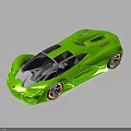 Green Sports Car With Modern Aerodynamic Design And Orange Alloy Wheels