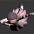 Vibrant Game Movie Character With Orange Hair Pink Dress Green Bow And Lively Waving Pose