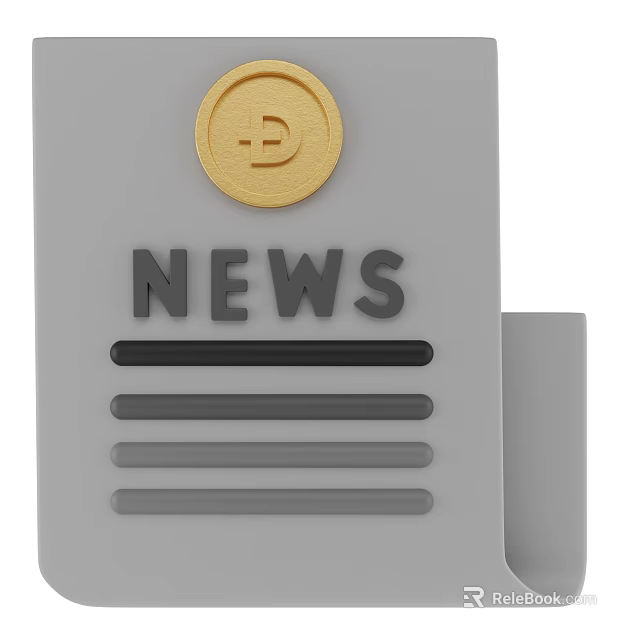 Ornament Decoration Set with Gold Coin Letter D NEWS Text Horizontal Lines on Gray Background 3d model 