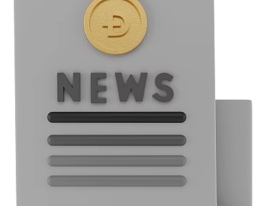 Ornament Decoration Set with Gold Coin Letter D NEWS Text Horizontal Lines on Gray Background 3d model