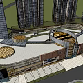 Modern Shopping Mall Exterior With High Rise Buildings Large Billboard Featuring ROBELI Brand Retail Spaces
