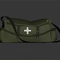 Green First Aid Bag With White Cross And Shoulder Strap Design