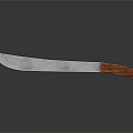 Handcrafted Weapon With Silver Gray Textured Metal Blade And Wooden Handle
