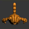 Cute Cartoon Orange Cat 3D Model With Standing Pose And Striped Fur