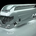 Futuristic Silver Bus Featuring Streamlined Body Large Windows And Floating Elements 3d model