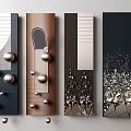 Modern Vertical Wall Decor With Metallic Balls Geometric Fragments And Colorful Panels