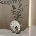 Modern Elegant Reception Desk With Marble Surface Company Logo And Decorative Elements 3d model