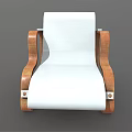 Modern Lounge Chair With Wooden Curved Frame And White Comfortable Seat Design