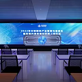 Bright Modern Conference Room Interior Featuring Large Screen Tables And Chairs