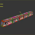 Modern Red Tram Exterior with Multiple Carriages Windows and Roof Pantograph