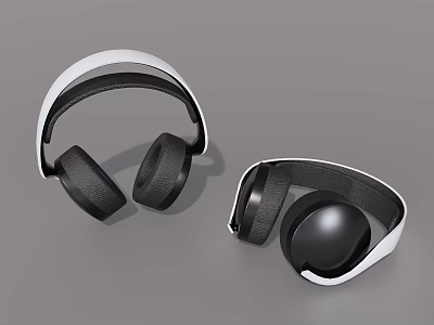 Modern Over Ear Headphones Featuring White And Black Sleek Design And Comfortable Fit 3d model