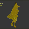 Red Haired Witch Character In Red Dress With Gray Wizard Hat Black Cloak And Brown Boots