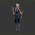 Game Cinematic Character With Horned Helmet Red Gray Armor And Dual Swords