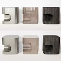 Modern Square Stools with Groove Design in Different Materials and Colors 3d model
