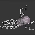 Purple Organ With White Hair like Structures On Dark Background With Reflection