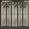Folding Room Divider With Bamboo Pattern For Chinese Style Interior Decor 3d model