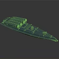 Detailed Blue Rigid Inflatable Boat 3D Model With Black Tubes