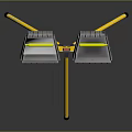 Portable Work Lighting Fixture Set With Two Green Screen Lamps On Yellow Tripod Stand