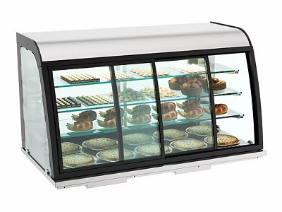 Stainless Steel Commercial Glass Display Case with Multiple Shelves for Pastries and Bread 3d model