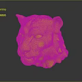 Snow Leopard Head Model With White Fur Black Spots Yellow Eyes And Pink Nose