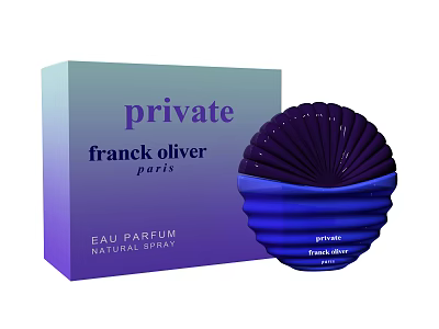 Private Franck Oliver Paris Eau de Parfum Spray with Shell Shaped Purple Blue Gradient Bottle 3d model