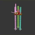 Red White Industrial Tower Equipment With Multi Level Structure And Support Base
