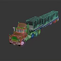 Brown Heavy Duty Semi Truck Trailer Loaded With Multiple Gray Cargo Containers