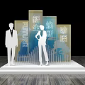 Stylish Photo Check In Spot With Silhouette Figures Future Panels And City Skyline