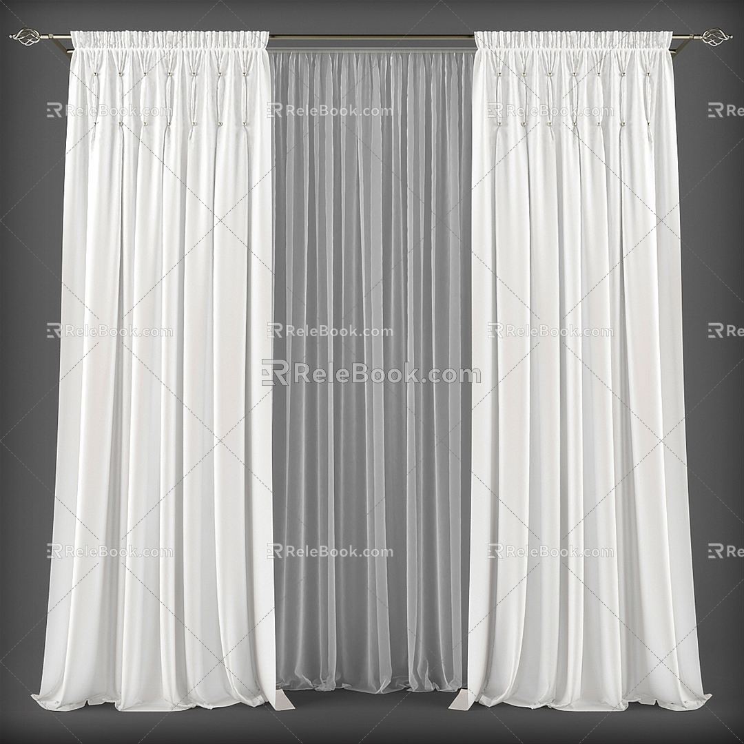 Modern Curtain Fabric Curtain 3d model