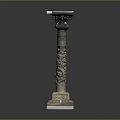 Ancient Carved Stone Pillar With Intricate Patterns Ornate Capital And Decorative Base