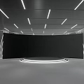 Modern Tech Interior Space With Curved Black Display And White Strip Lighting 3d model