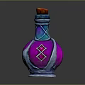 Ornate Glass Bottle With Red Cap Purple Blue Accents And Gemstone Design