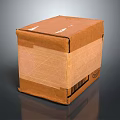 Brown Cardboard Box Wrapped In Clear Tape With Barcode Label For Shipping 3d model