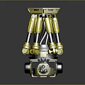Military Weapon With Yellow Mechanical Multi Legged Tripod Structure Top Platform And Barrel 3d model