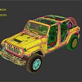 Yellow Jeep Convertible With Open Doors And Black Top Exterior Design