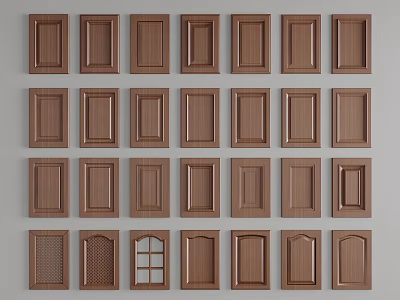 Wooden Wardrobe Doors With Various Designs And Classic Panel Styles Collection 3d model