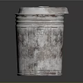 Old Rusty Metal Trash Can With Lid And Worn Surface Texture