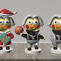 Adorable Penguin Figurines With Santa Hat Gift Box Basketball And Stylish Outfits