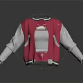 Stylish Pink And White Varsity Jacket With Contrast Sleeves Crop Top And Front Pocket